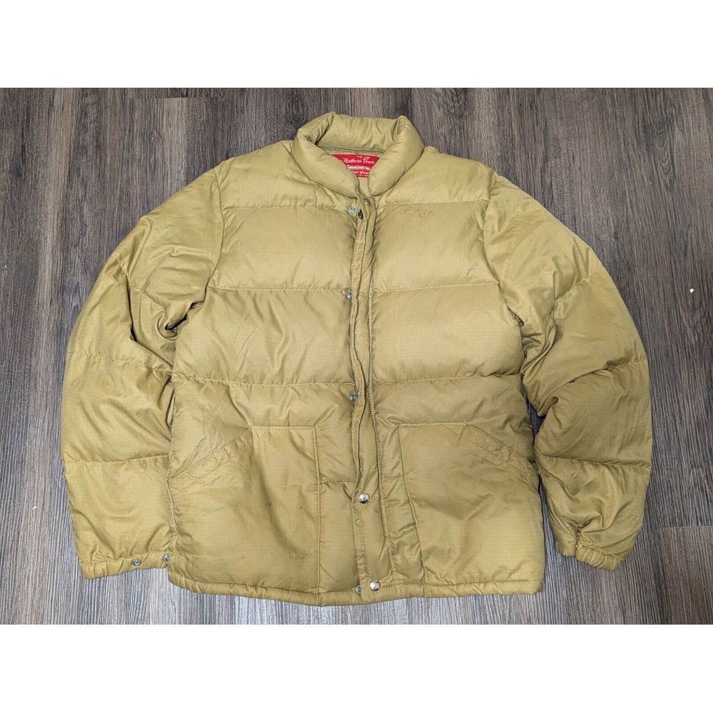 Vintage Sears Prime Northern Goose‎ Down Tan Puffer Jacket Tall Medium Read!